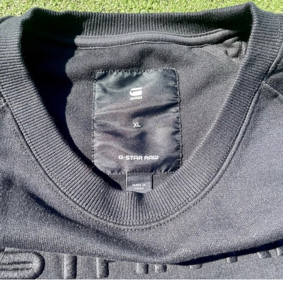 SUPER NICE G-STAR RAW BLACK ON BLACK QUILTED CREWNECK SWEATER XL PERFECT SHAPE - Picture 6 of 8